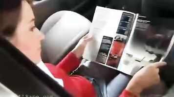 A girl violently abused and forced to suck a big cock in a video.