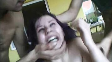 Drunk girl in forced sex video with brutal banging and forced cock sucking.