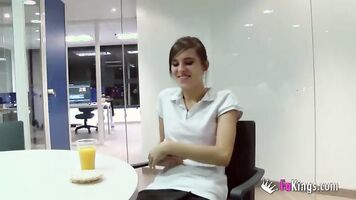 Petite Ainara's 50yo neighbour is obsessed with her, so she's going to fuck him