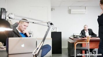 Business Woman Swallows While Working