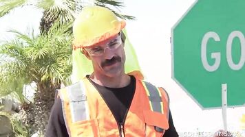 Big Tit Blonde Gets Deepthroated and Plowed by A Construction Worker