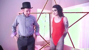 Goth Girl Fucks Magician's Ass Hard with Big Strapon
