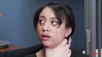 Little bubble-butt slave, Kingsley, gets ass punished while gargling cum